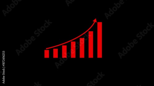 Business growth concept in graph chart animation.  Infographics Business graph with rising arrow icon. Arrow up graph icon animation. Upward trend business growth animation.