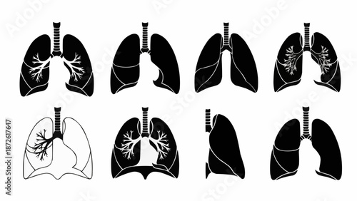 Anatomical Illustrations of Human Lungs in Various Styles.
