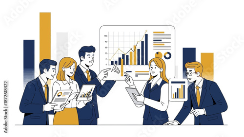 Business Team Analyzing Growth Charts in Meeting