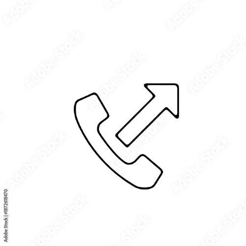 Simple phone call forward outline icon isolated on white background. Suitable for telecom services, contact apps, call routing systems, and business communication designs.
