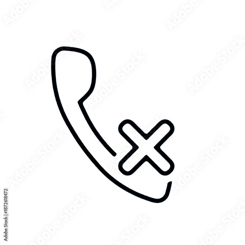 Call end or cancel phone icon in outline style. Designed for mobile applications, call control interfaces, communication systems, and modern UI designs.