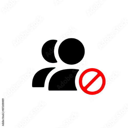 User blocked or restricted icon with prohibition sign. Suitable for account settings, privacy options, admin panels, security systems, and user management interfaces.