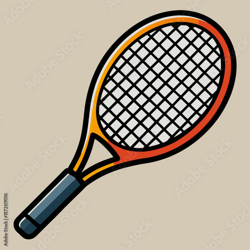 Tennis racket on beige background