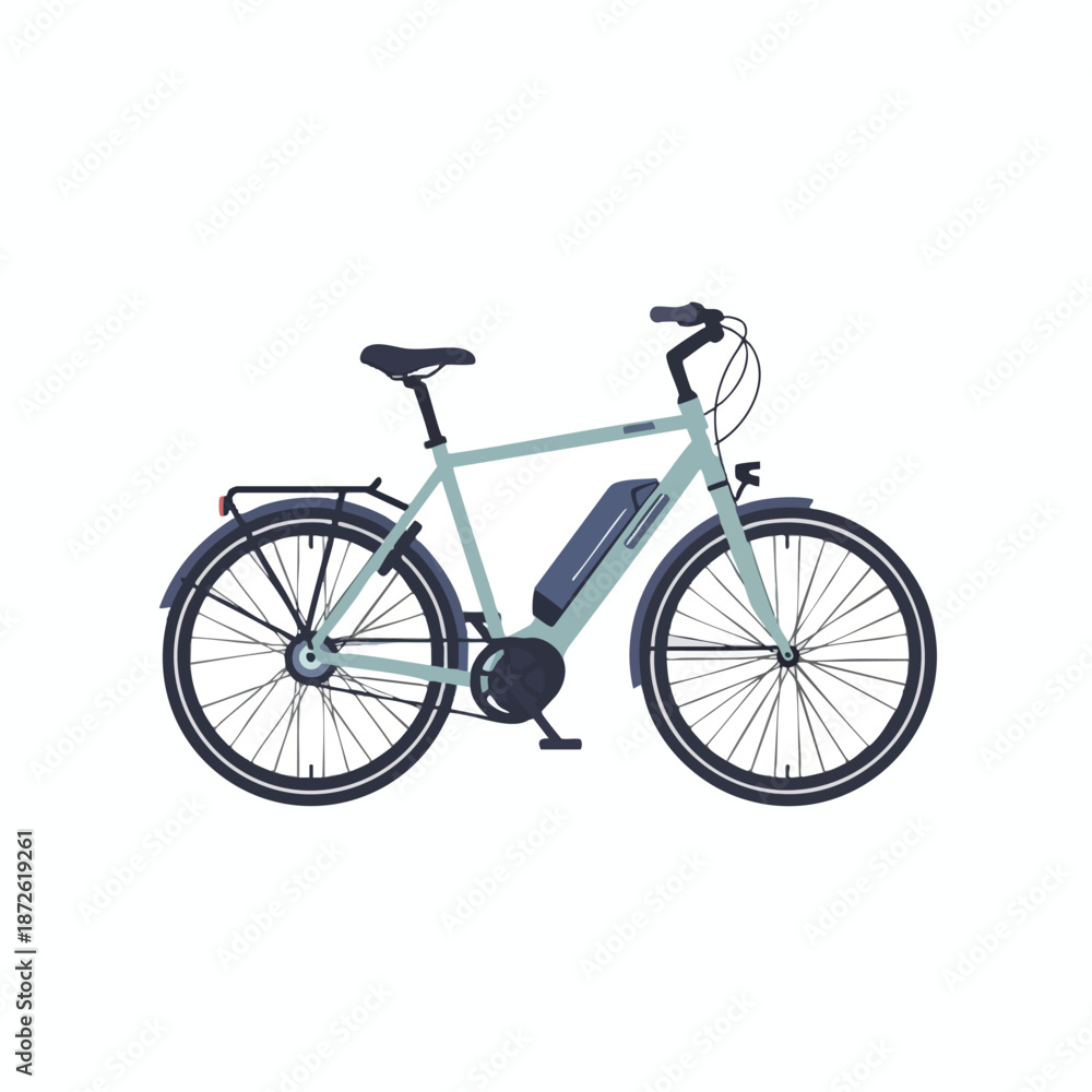 Fototapeta premium Electric Bicycle Illustration with Pastel Frame