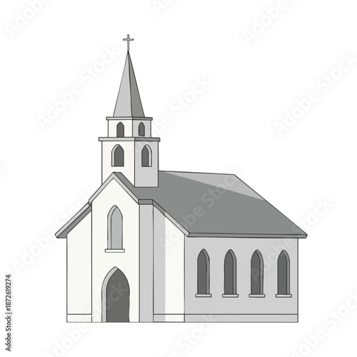 Simple Church Building Illustration