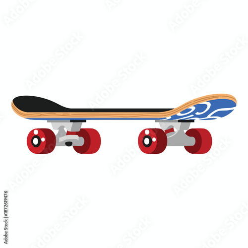 Vibrant Illustrated Penny Board with Red Wheels