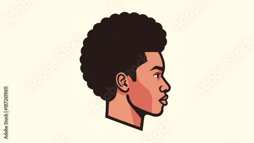Profile of a young Black man with an afro hairstyle.