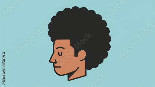 Profile of a man with a large afro hairstyle.