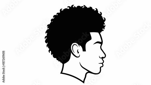 Profile Silhouette of a Man with an Afro Hairstyle.