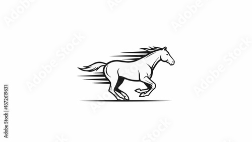 Running Horse Silhouette Speed Motion Lines.