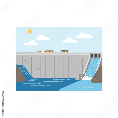 Hydroelectric Dam with Flowing Water