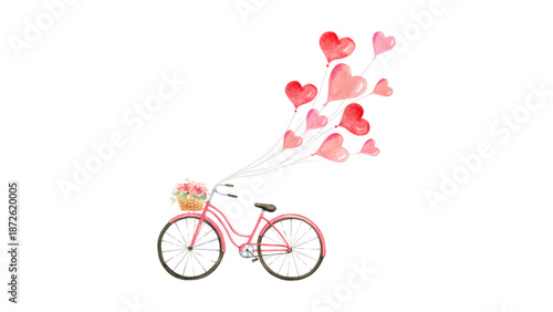 Vintage Bicycle with Heart Shaped Balloons for Valentine Day