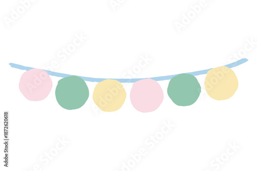 ふんわり春色 卒園・入園ガーランド＆リースシリーズ｜丸ガーランド素材
Soft Spring Pastel Graduation & Entrance Garland Series – Circle Garland Illustration