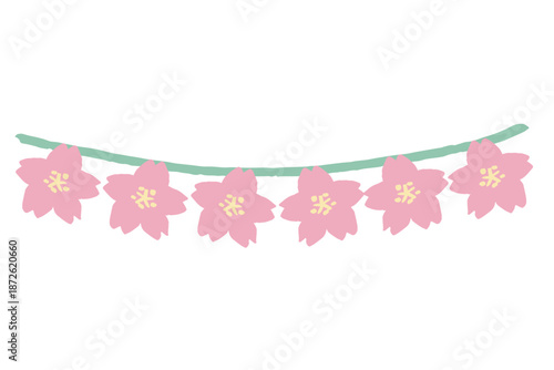 ふんわり春色 卒園・入園ガーランド＆リースシリーズ｜桜の花ガーランド素材
Soft Spring Pastel Graduation & Entrance Garland Series – Cherry Blossom Garland