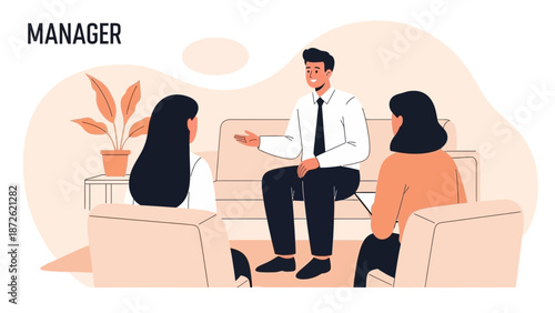 Manager Discussing with Employees in Office Meeting Room
