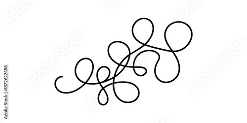 Continuous black line drawing forming an intricate, abstract pattern of loops and curves