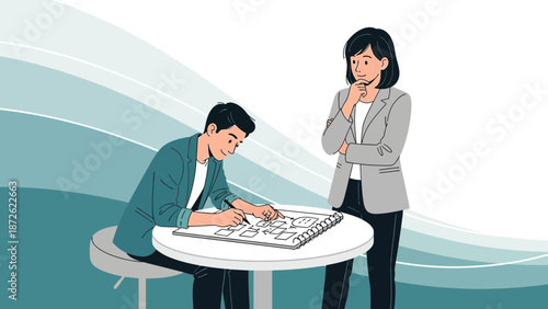 Teamwork and Planning: Colleagues Collaborating on a Project