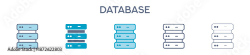 Database Element For Design Graphic - Multi Styles. Vector Illustration Of Two Colored And Black. Multiple Icons Designs Can Be Used For Mobile, Ui, Web 