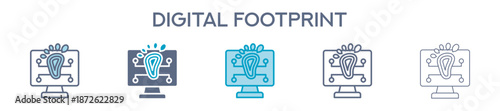Digital Footprint Element For Design Graphic - Multi Styles. Vector Illustration Of Two Colored And Black. Multiple Icons Designs Can Be Used For Mobile, Ui, Web 