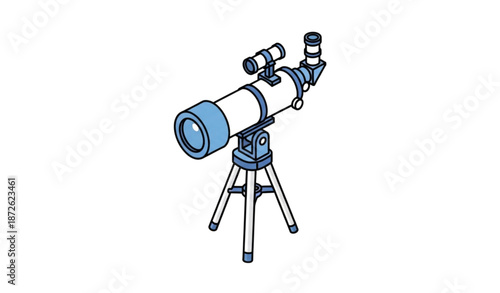 Isometric space observation telescope education symbol vector