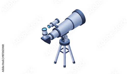 Astronomy telescope isometric 3D icon education vector illustration