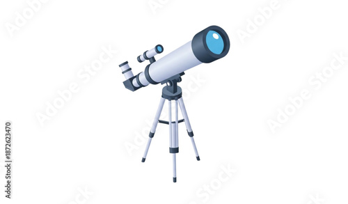 Isometric 3D science education telescope icon vector