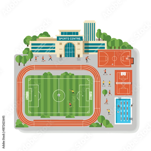 Vibrant Sports Complex with Stadium and Facilities