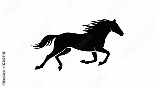 Silhouette of a galloping horse in motion.