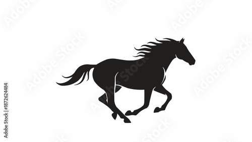 Silhouette of a galloping horse on a white background.