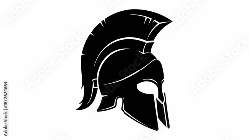 Black Spartan Helmet Silhouette Warrior Ancient Greece.