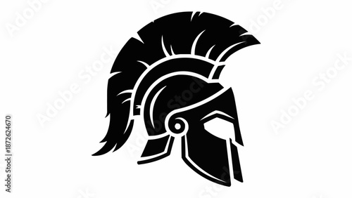 Black Spartan Helmet Warrior Ancient Greece Symbol.