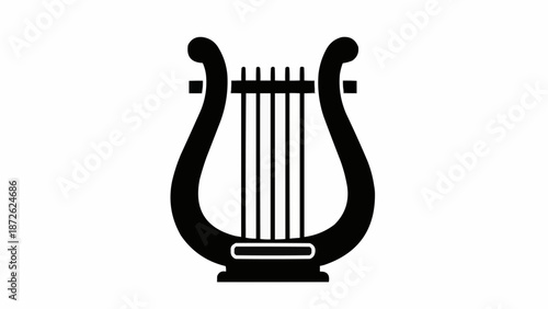 Black silhouette of an ancient lyre musical instrument.