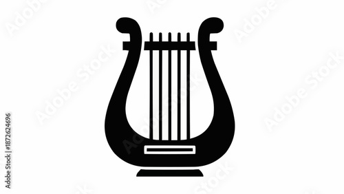 Black silhouette of an ancient lyre musical instrument.