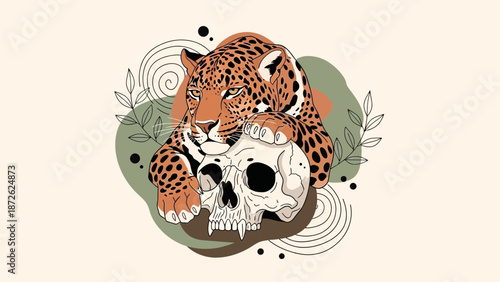 Cheetah Skull Tattoo Design.
