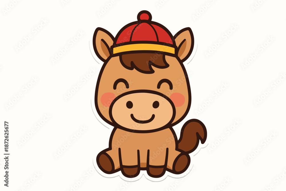 Naklejka premium cute horse icon vector Chinese New Year 2026 6