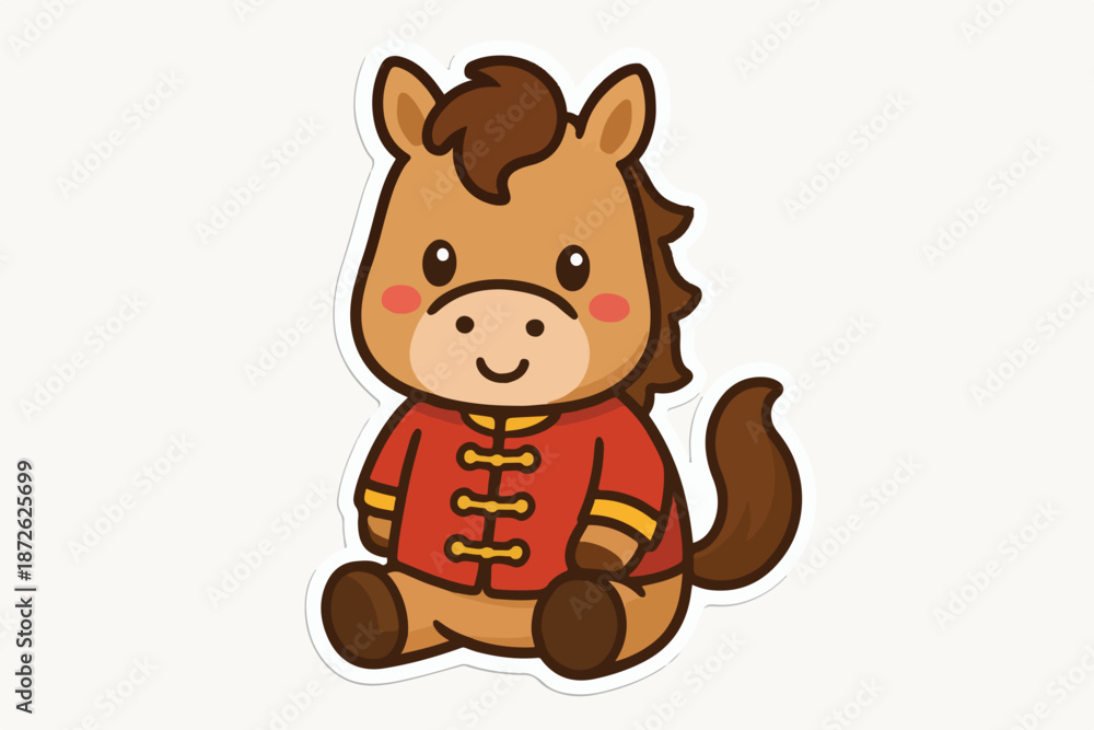 Naklejka premium cute horse icon vector Chinese New Year 2026 5