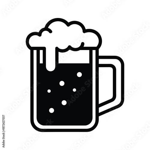 Glass of dark beer with foam