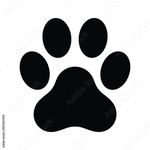 Black paw print icon on white background