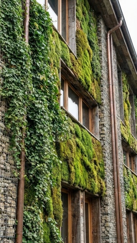 Wallpaper Mural Sustainable building wall covered in green ivy plants and natural moss Torontodigital.ca