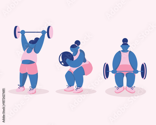 Plus Size Woman Weightlifting Illustration