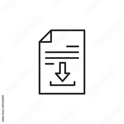 Document with Download Icon Representing File Transfer and Data Sharing