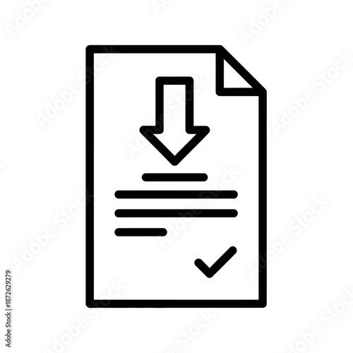 Download Document Icon with Checkmark and Arrow for Digital Files