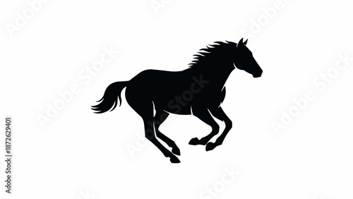 Silhouette of a running horse on a white background.