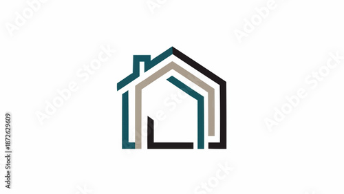 Modern Geometric House Logo Design Abstract Lines.