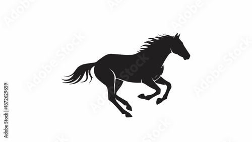 Silhouette of a powerful horse running with mane flowing.