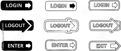 Login logout enter exit arrow buttons user interface symbols vector design for web and app navigation