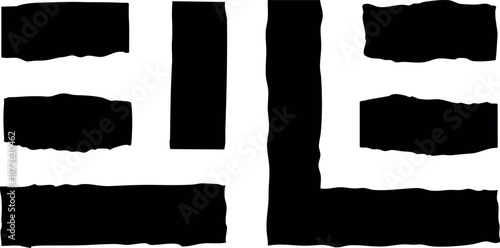 Abstract black rough brush stroke pattern on white background vector design for creative projects and artistic expression