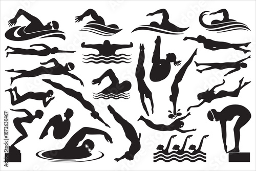 Swimming And Diving Silhouettes Collection