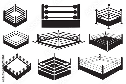Boxing And Wrestling Ring Icon Collection