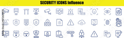 Collection of thirty six minimalist black and white representing various aspects of